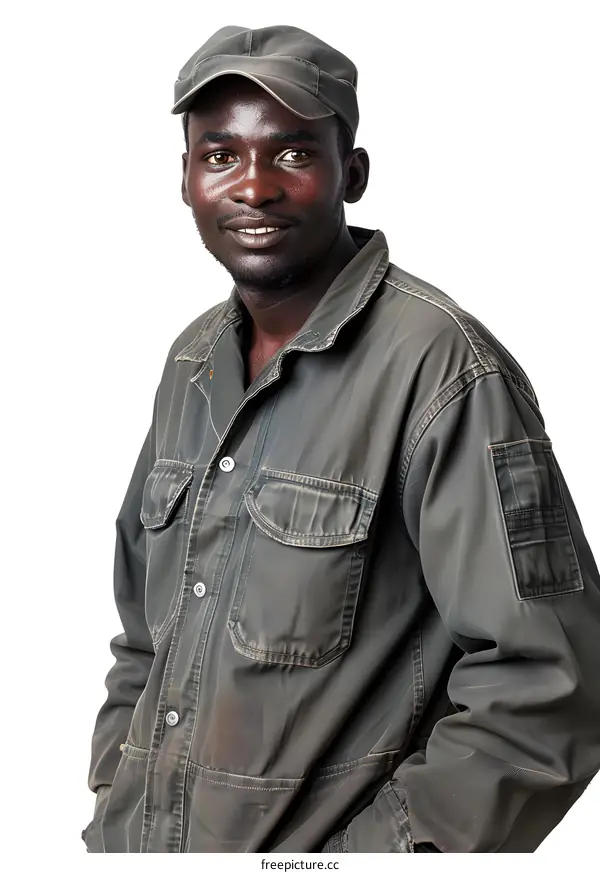 Portrait of a Smiling African Man in Workwear