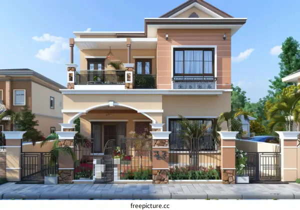 Elegant Two-Story House Exterior Design