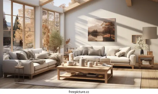 Bright and Airy Living Room With Modern Furnishings and Neutral Colors