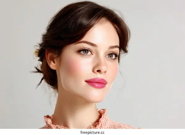 Closeup Portrait of a Beautiful Woman with Elegant Makeup