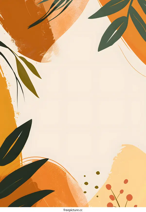 Abstract Minimalist  Illustration with Orange and Green Tones