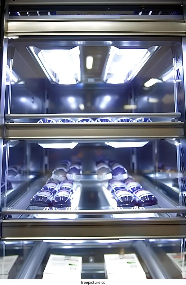 Glass Display Case with Rows of Products