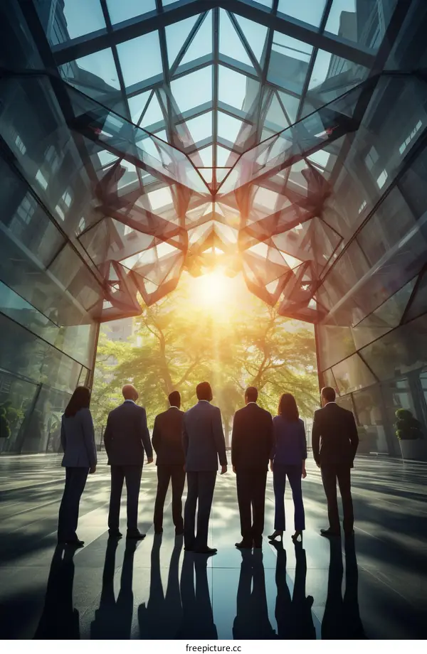 Business Professionals in Suits Overlook City Skyline