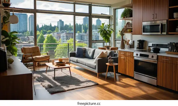 Modern Apartment with City Views and Cozy Decor