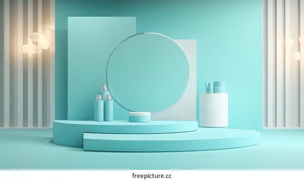 Mint Green Cosmetic Product Showcase