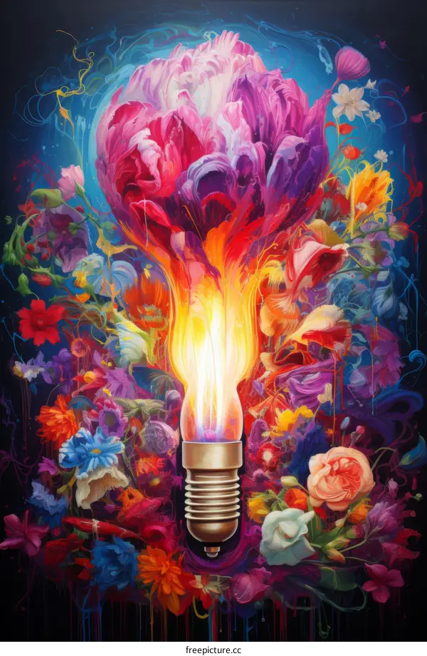 Flowers and Light Bulb