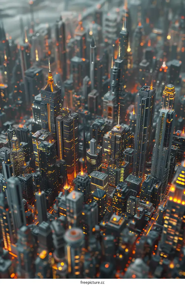 Futuristic Cityscape Aerial Perspective