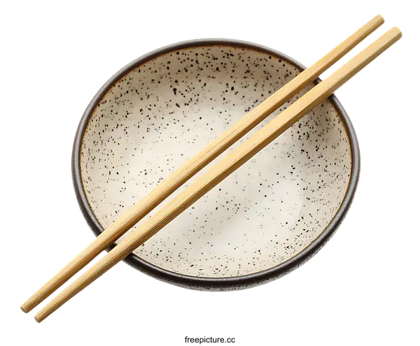 [Transparent Background PNG]Empty Ceramic Bowl with Chopsticks