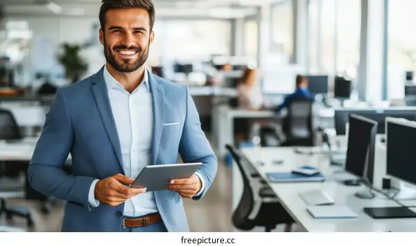 Confident Businessman in Modern Office Setting