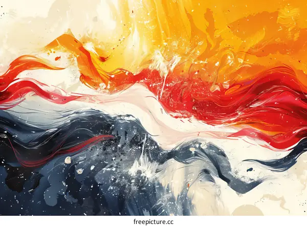 Vibrant Red and Blue Canvas Abstract Oil Painting