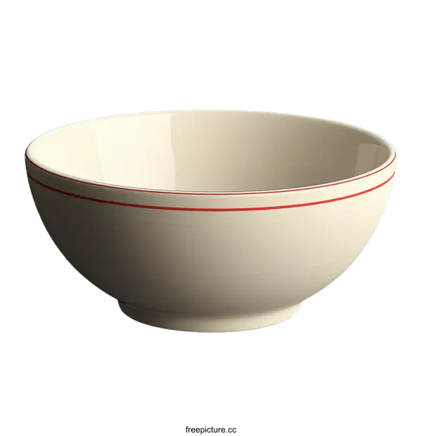 [Transparent Background PNG]Vintage Cream Colored Bowl with Red Trim