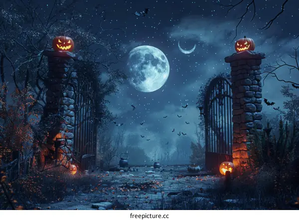 Halloween Pumpkin Lamp at Night