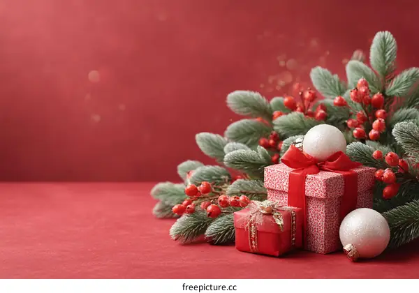 Christmas Decoration Festive Red Background