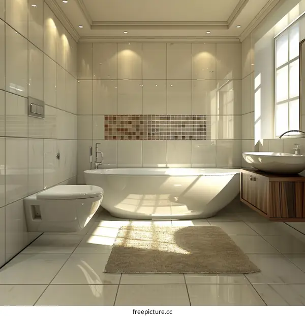 Modern Bathroom Interior Design with Tub and Vanity