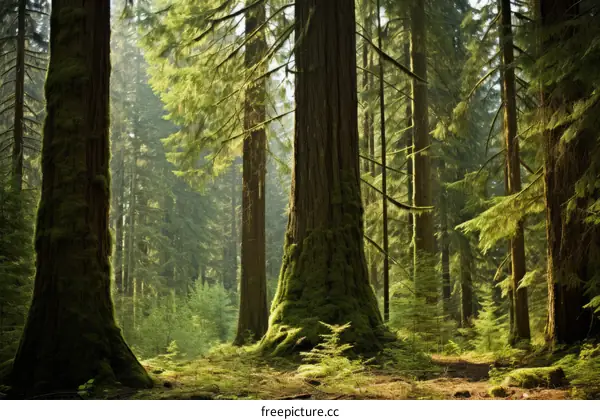 Sunlit Green Trees Lush Forest Natural Environment