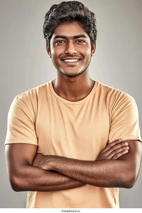 Smiling Indian Man Portrait Studio Shot