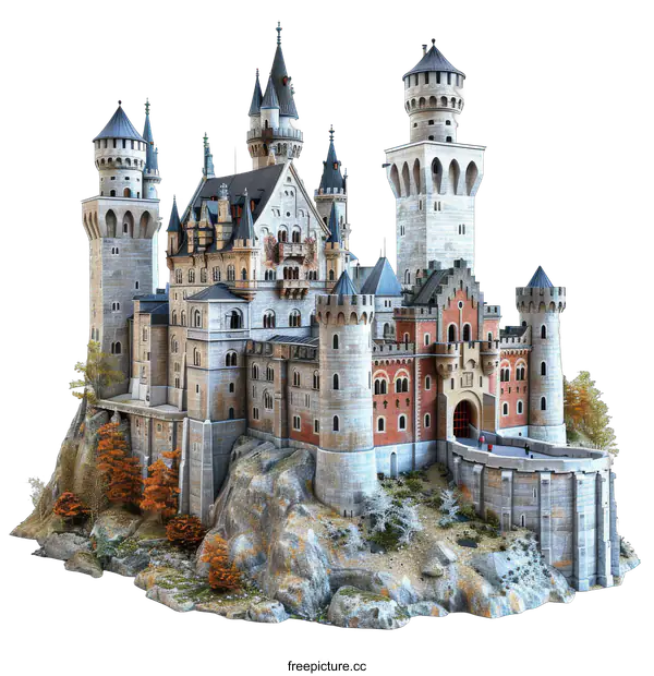 [Transparent Background PNG]Neuschwanstein Castle is a 19th-century palace in Bavaria, Germany