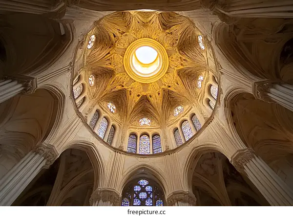 Interior View Of The Dome Of The Cathedral Of Leon Spain