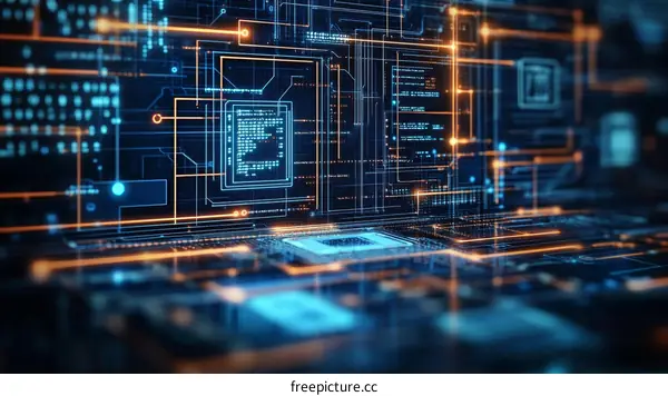 Abstract Digital Circuit Board Illustration