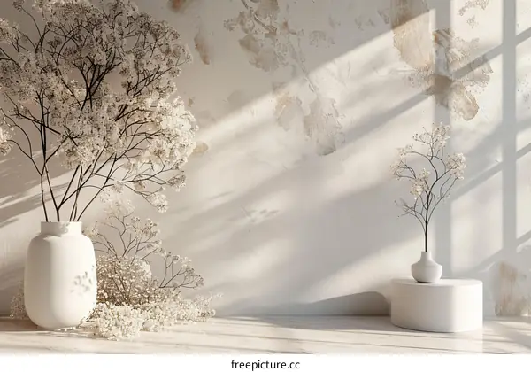 White Dried Flower Arrangement in Minimalist Interior