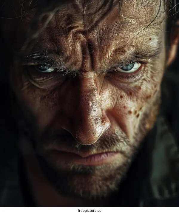 Close-up Portrait of a Serious Man