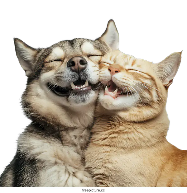 [Transparent Background PNG]Cute Cat And Dog Hugging Each Other