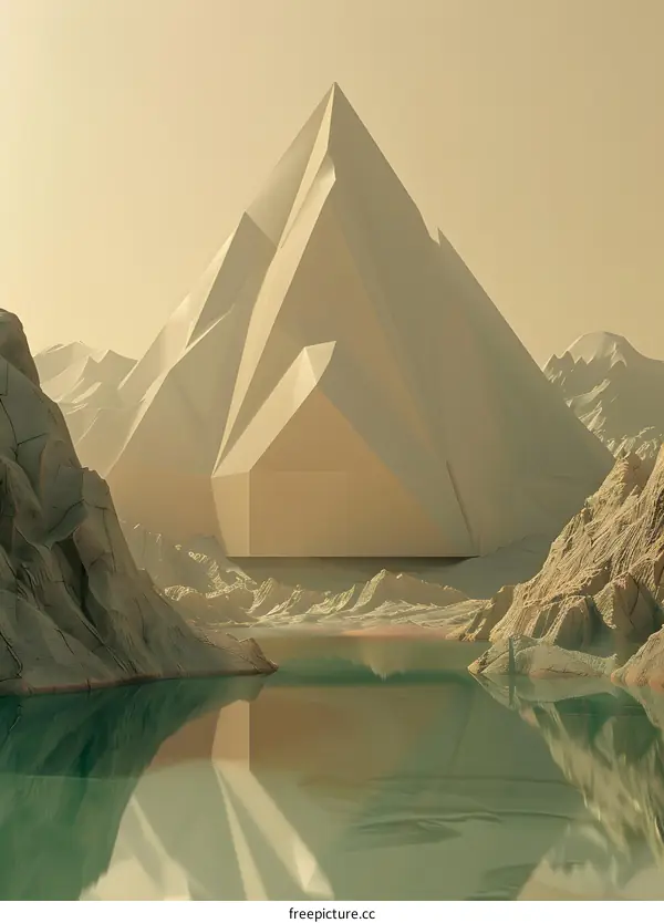 Geometric Mountain Landscape with Minimalist Design