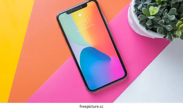 Colorful Background With Modern Smartphone