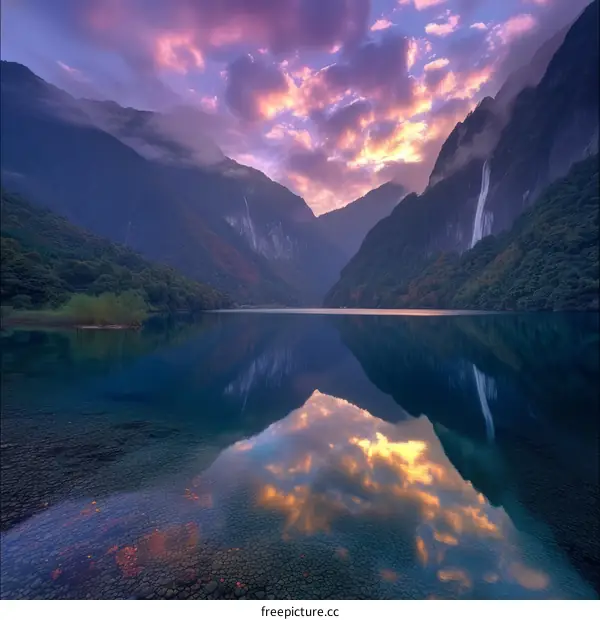 Tranquil Mountain Lake at Sunset