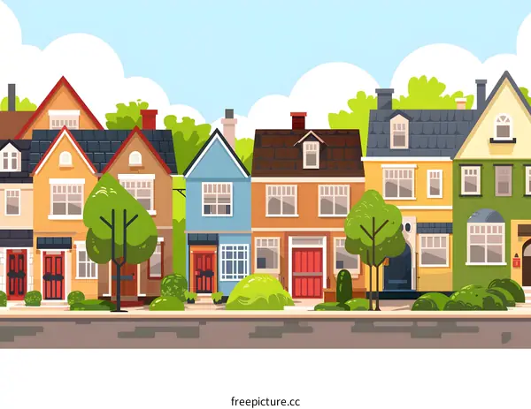 Colorful Houses on a Sunny Day