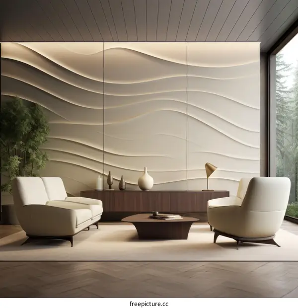 Modern Living Room Interior with Accent Chairs and Coffee Table