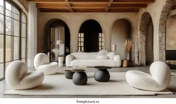 Modern Cozy Living Room Design with Unique Furniture