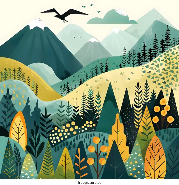 Abstract Illustration of a Mountain Landscape