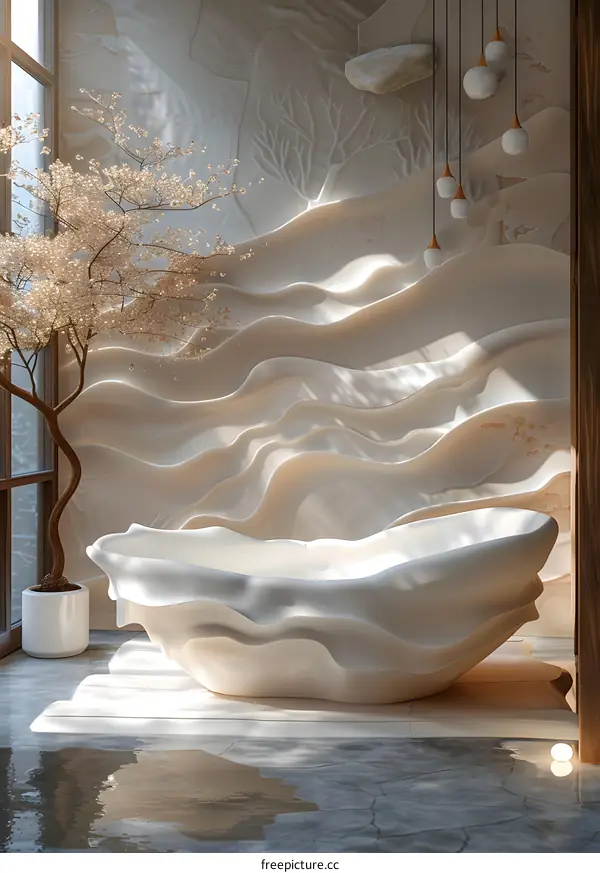 3D Stone Art And Modern Bathroom Design Blend Perfectly