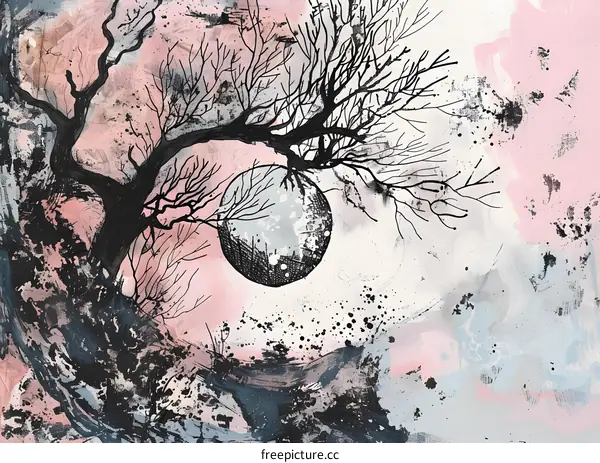 Abstract Tree Branch Art Painting
