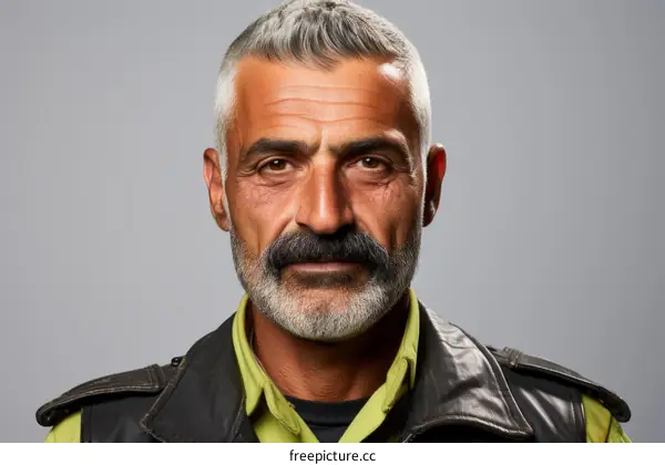 Portrait of a man with gray hair and mustache