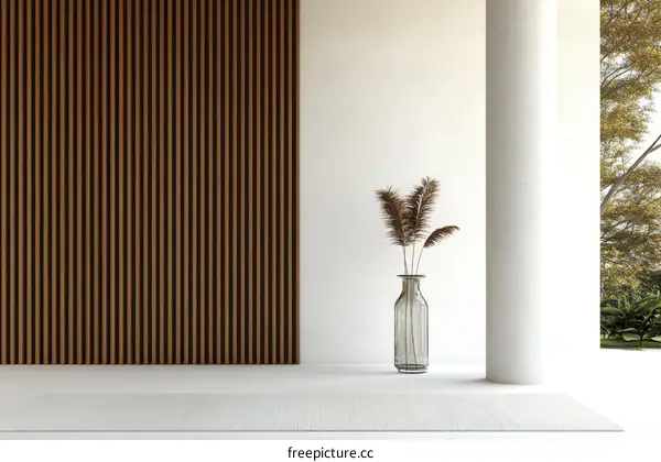 Modern Minimalist Interior Design with Wooden Wall