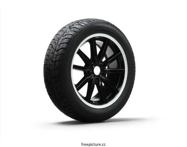 Black Wheel with White Rim Tire Illustration