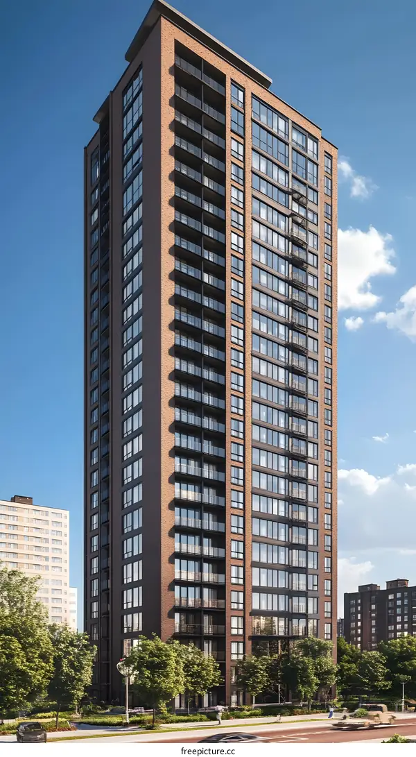 Modern Brick Building with Balcony Apartment