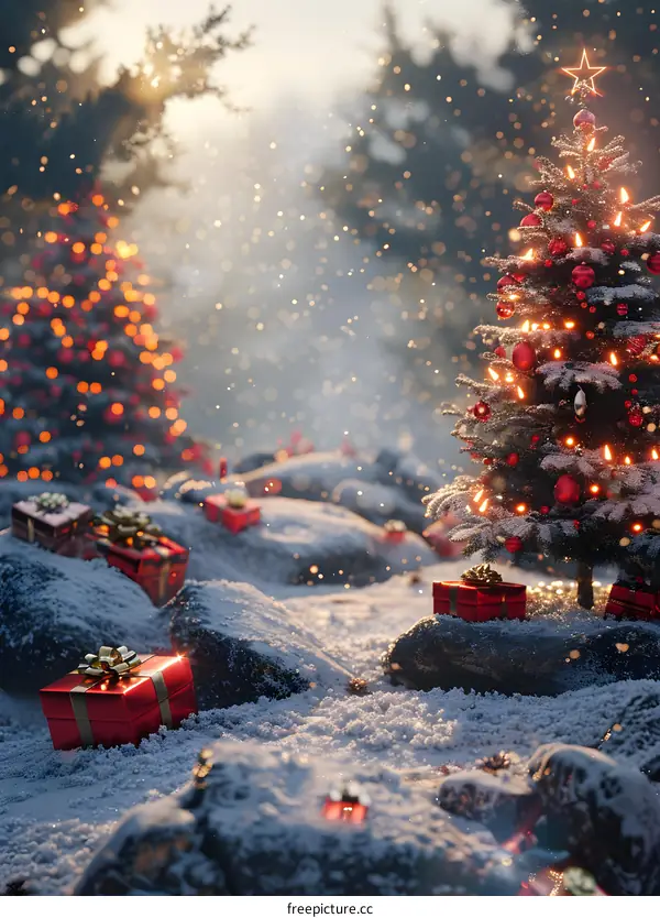 Christmas tree in the snow