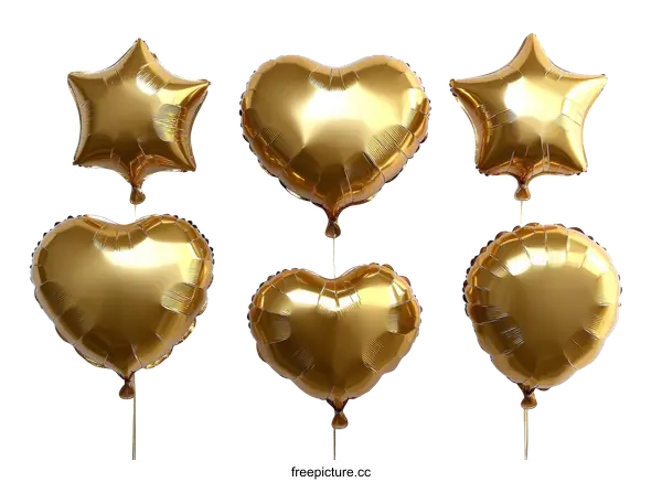 [Transparent Background PNG]Golden Foil Balloons Decoration