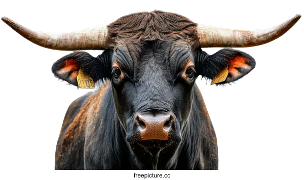 [Transparent Background PNG]Close Up Portrait of a Black and Brown Cattle