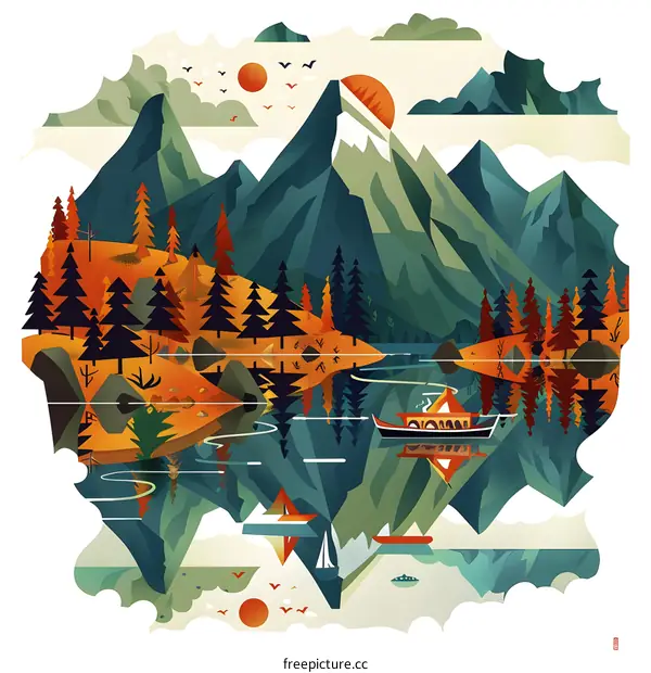 Abstract Mountain Landscape Illustration