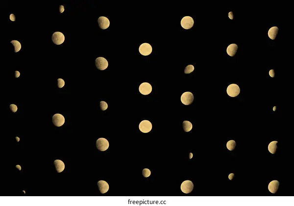 Abstract Pattern of Pale Golden Circles on Black Background
