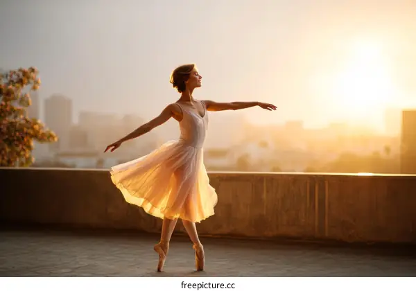 Ballet Dancer in the City Sunset