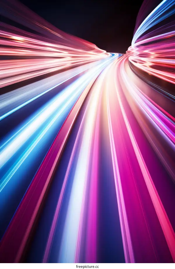 Light Trails in Perspective with Brilliant Streaks of Energy