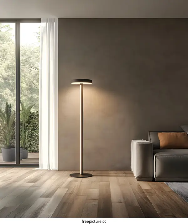 Modern Floor Lamp in Minimalist Living Room Interior Design