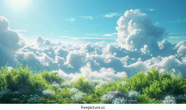 Beautiful Sky View of Clouds and Mountains