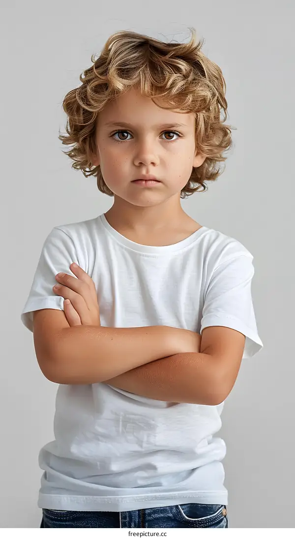 Portrait of a boy with curly hair