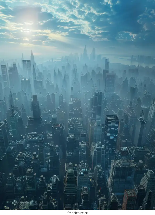 Towering Metropolis: A Cityscape of Glass and Steel